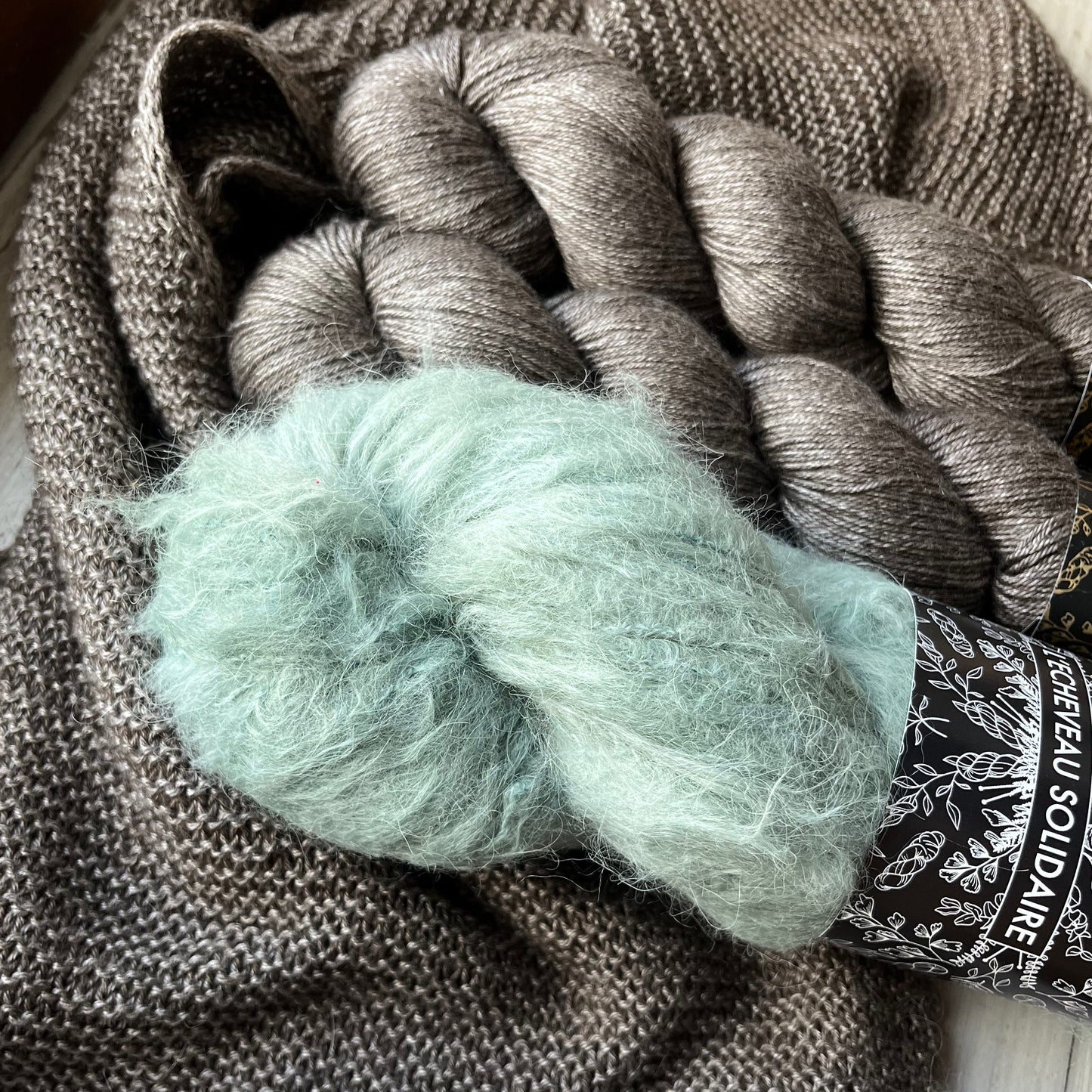 kit châle Vague à l'Âme vert et non teint