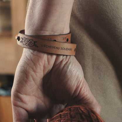 bracelet en cuir - jauge et mètre - coloris l'ambre de Morgane